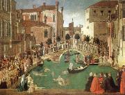 Gentile Bellini the miracle of the true cross near san lorenzo bridge Norge oil painting reproduction